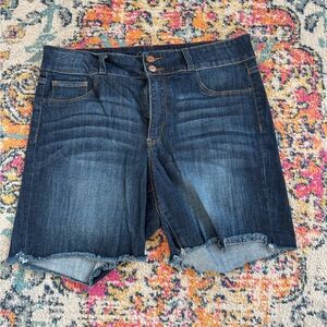 Indigo Frayed Hem Jean Shorts